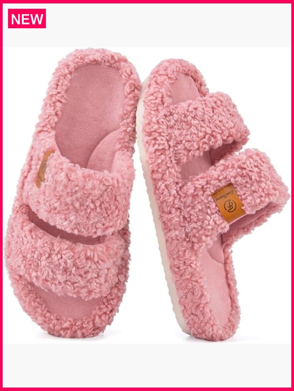 Open-toe Faux Fur Slippers Memory Foam Non-slip House Shoes